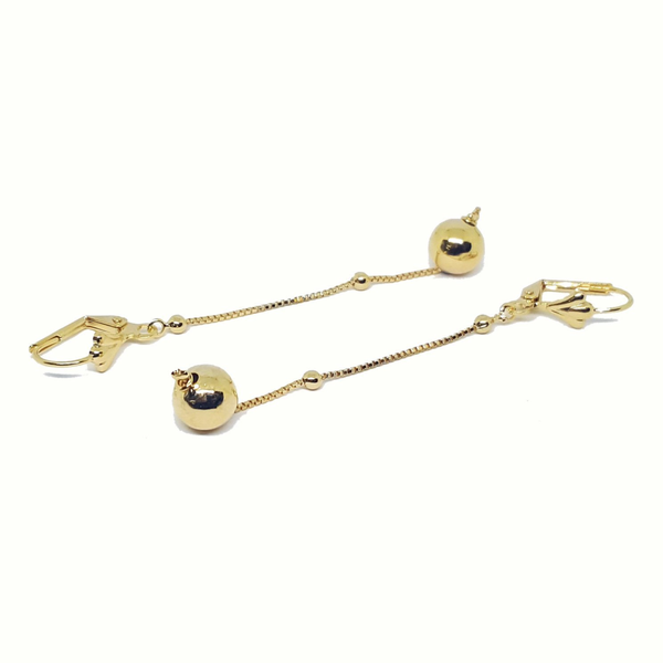 (1-1226-h4) Gold Overlay Beaded Drop Earrings, 2-3/4"