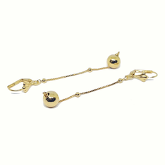 (1-1226-h4) Gold Overlay Beaded Drop Earrings, 2-3/4"