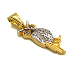 (1-2226-h8) Gold Overlay Two Tone Owl Pendant.