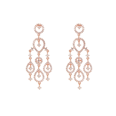 Rose Gold Plated Sterling Silver Dangling Chandelier Imitation Diamond Earrings