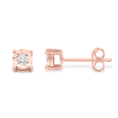 10k Rose Gold-Plated Sterling Silver .20ct. TDW Round-Cut Diamond Stud Earrings (J-K, I2-I3)
