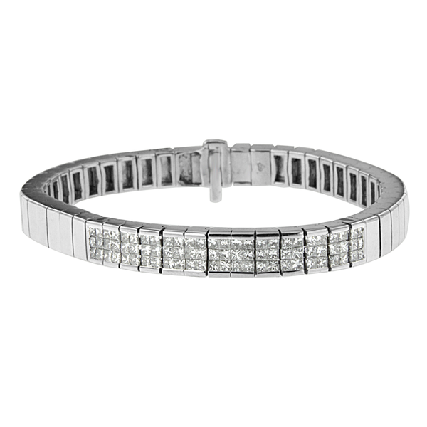 14K White Gold 2 1/8 CTTW Princess Cut Diamond Banded Bracelet (H-I, SI1-SI2)