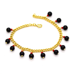 (1-0699-h12) Gold Plated Azabache Bracelet, 7".