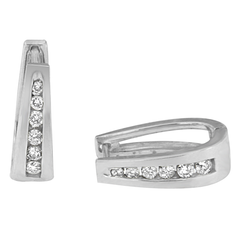14k White Gold 1/4ct Diamond Huggy Hoop Earrings (I-J I2-I3)