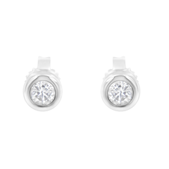 10K White Gold 1/4ct. TDW Diamond Bezel Stud Earrings (H-I,SI2-I1)