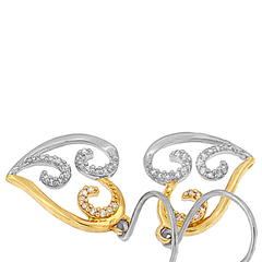 10k Two-tone Gold 1/4ct TDW Round Diamond Heart Dangle Earrings (I-J, I2-I3)