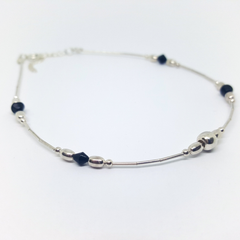 2-0117-h2 Sterling Silver Beaded Anklet, 5mm bead