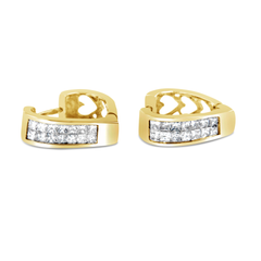 14k Yellow Gold 1/2ct TDW Princess Cut Diamond Heart Silhouette Hoop Earrings (I-J, I2-I3)