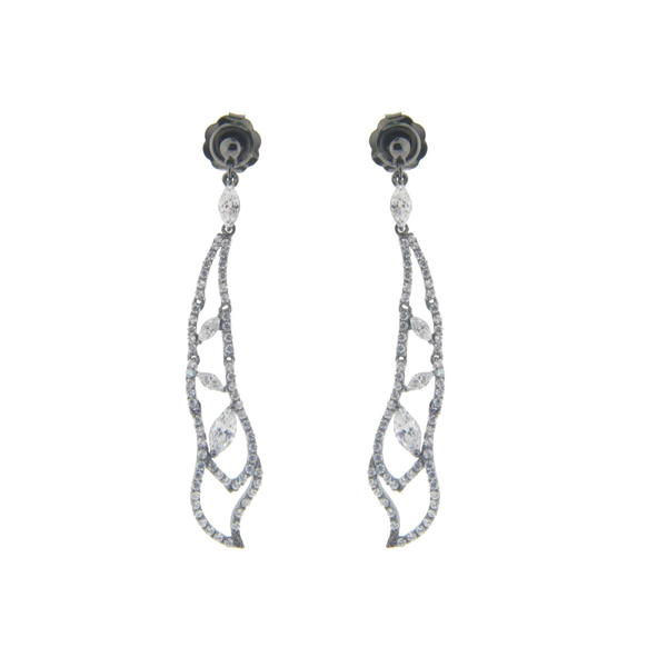 Sterling Black Rhodium Silver Bridal Dream Drop Earrings, 2.65"