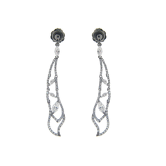 Sterling Black Rhodium Silver Bridal Dream Drop Earrings, 2.65"