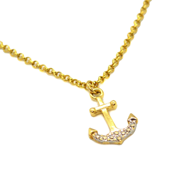 (ank-830-h8-1) Gold Filled Anchor Charm Anklet, 10".