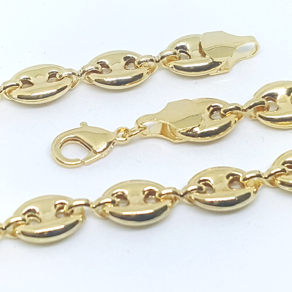 1-0050-h1 Gold Filled Puff Mariner Link anklet, 8mm - 10"