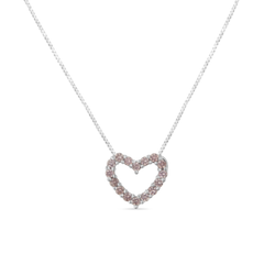 14K White Gold 1/4ct TDW Natural Pink Diamond Heart Pendant Necklace (Pink, I1)