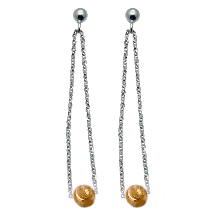 Scintillating Silver and Gold Dangle Bead Earrings
