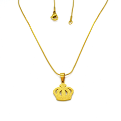(4-2013-h9-1) Gold Plated Stainless Steel Crown Pendant, 1".