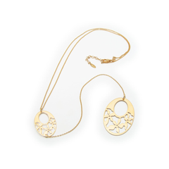 Laser Cut Golden Oval Engravings Lariat