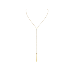 Gold CZ Bar and Lariat Silver Layered Necklace