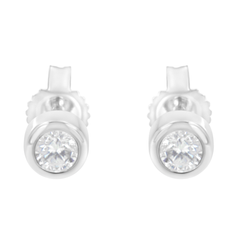 10K White Gold 1/5ct. TDW Diamond Bezel Stud Earrings (H-I,SI2-I1)