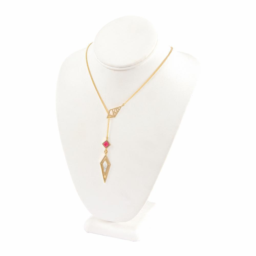 Combo Howlite & Ruby Lariat Necklace