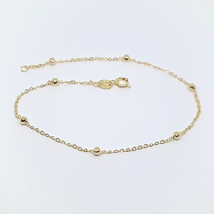 1-0061-h2 Gold Filled Beaded Rolo Link Anklet, 9-3/4"