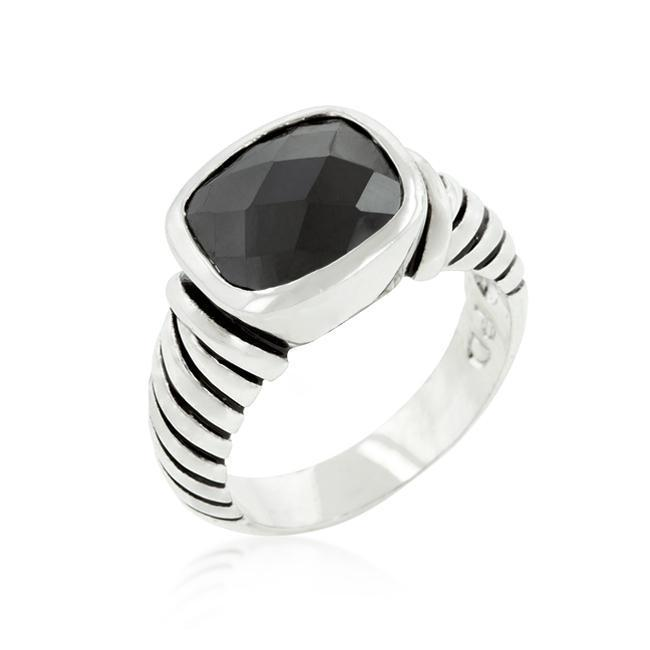 Black CZ Cable Ring