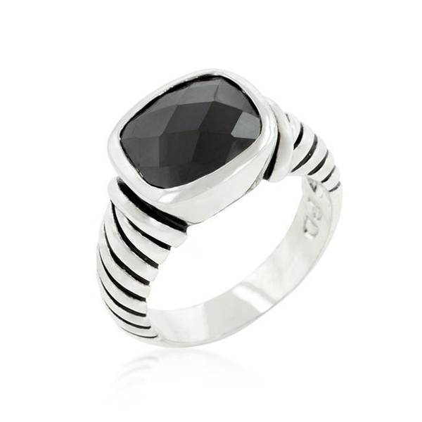 Black CZ Cable Ring