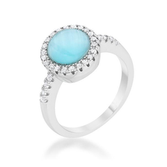 Patricia 0.3ct CZ Blue Cat's Eye Rhodium Classic Ring