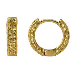 3D Hoop Earrings Lemonade CZ Micro Pave