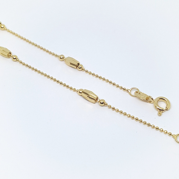1-0063-h2 Gold filled  Beaded Anklet, 9-3/4"