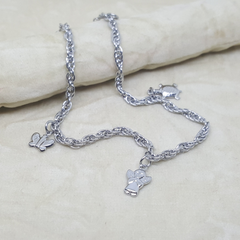 4-3302-h2 Stainless Steel Charms Anklet. 10"