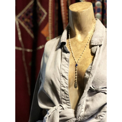 Rain Drop Lariat Necklace with Blue Onyx