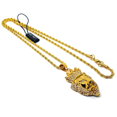 (4-42XX-1-h4) Gold Over Stainless Steel King Lion Necklace, 30"