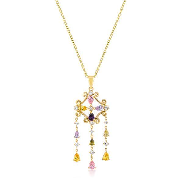 Goldtone Multi-Color Dangle Pendant