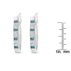 10K White Gold .25ct TDW Treated Blue Diamond Hoop Earrings (I-J,I2-I3)