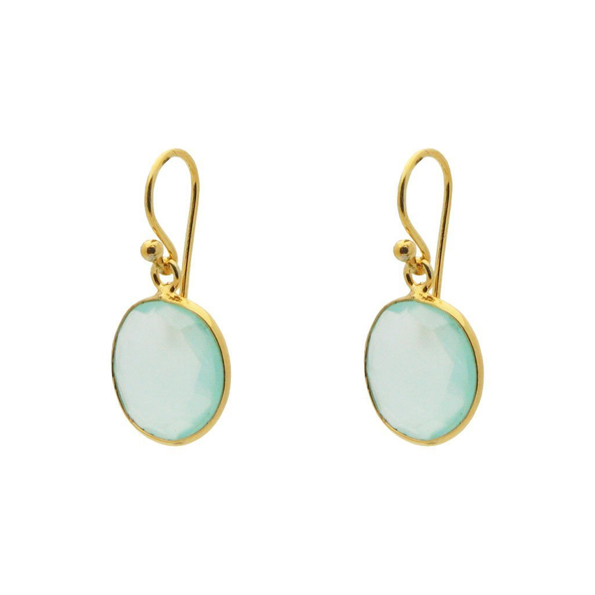 Milky Blue Green Chalcedony Square Danglers