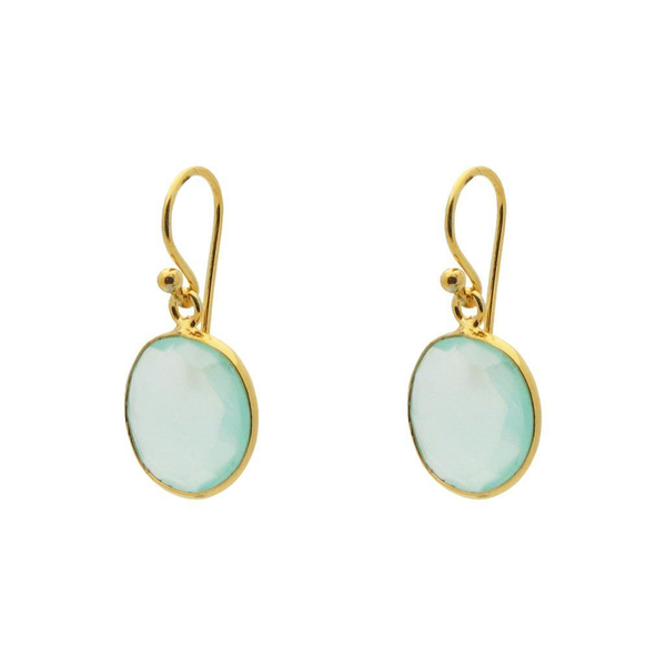 Milky Blue Green Chalcedony Square Danglers