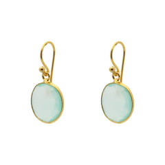 Milky Blue Green Chalcedony Square Danglers
