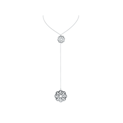 Laser Cut Silver Flower Engravings Lariat