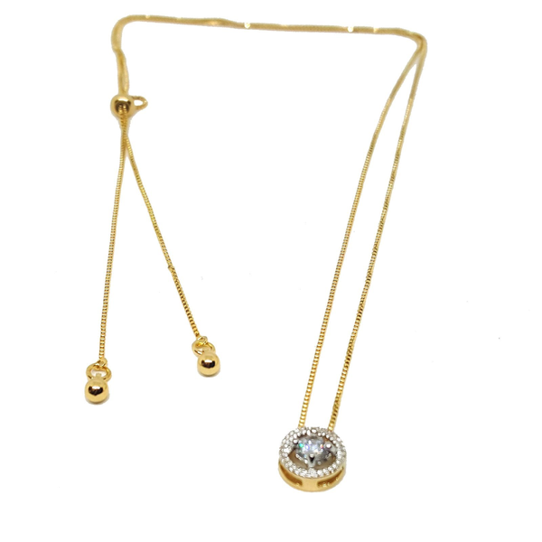 (1-6471-h5-1) Gold Filled Round CZ Necklace with Adjustable Bolo Tie system.