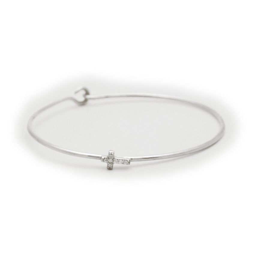 Thin CZ Cross Bangle