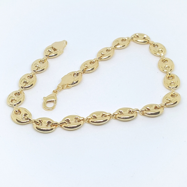 1-0050-h1 Gold Filled Puff Mariner Link anklet, 8mm - 10"