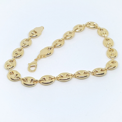 1-0050-h1 Gold Filled Puff Mariner Link anklet, 8mm - 10"