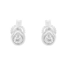 10K White Gold 1/6ct. TDW Diamond Bezel Stud Earrings (H-I,SI2-I1)
