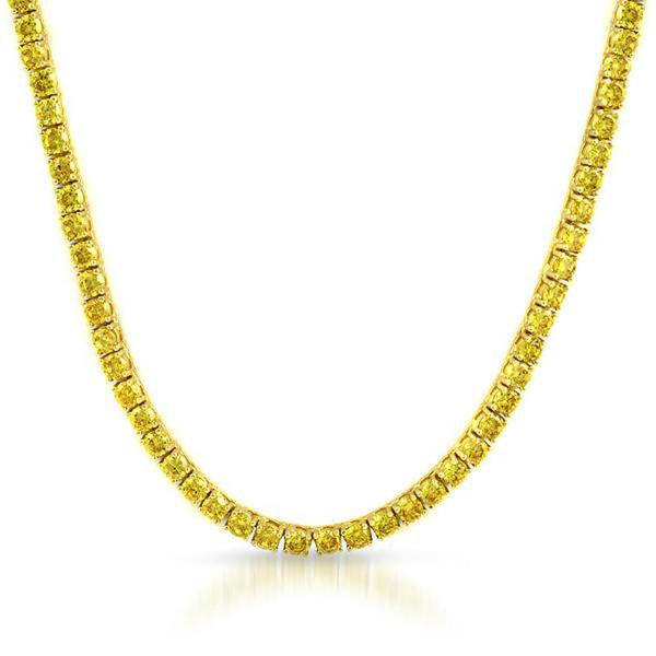 .925 Sterling Silver 4MM Yellow CZ Tennis Chain Gold