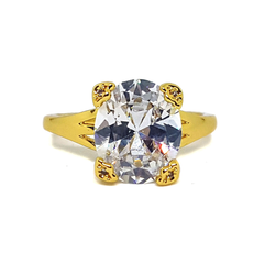 (MRIN-618-H6-3) 18kt Gold Overlay Solitaire Ring.
