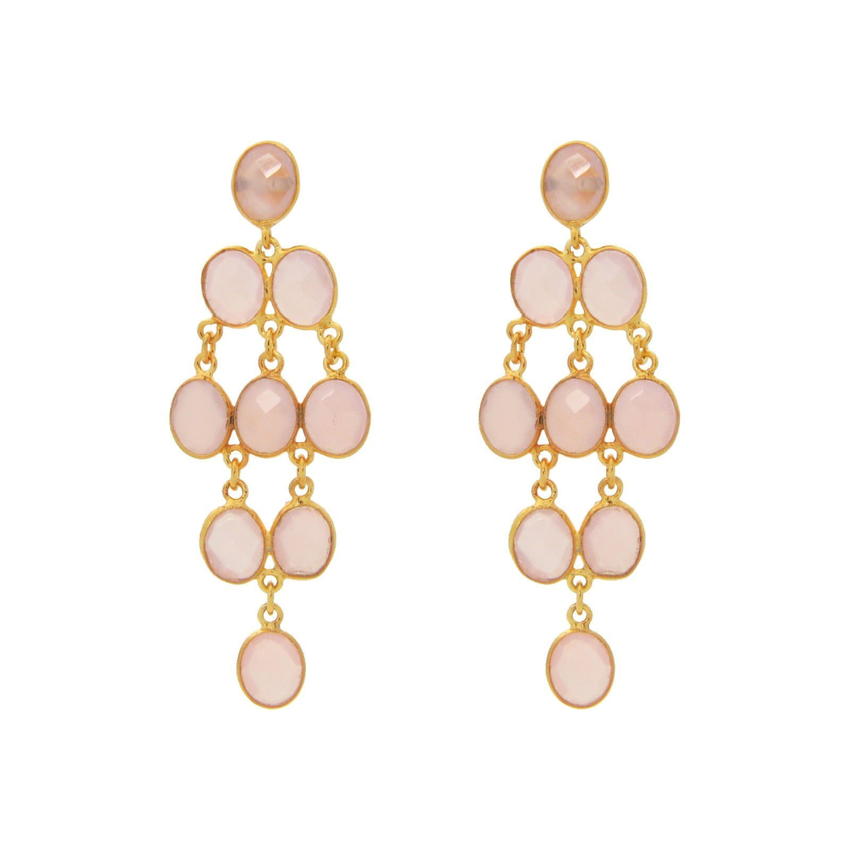 Rose Quartz Chandelier Earrings