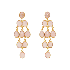 Rose Quartz Chandelier Earrings