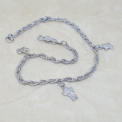 4-3302-h2 Stainless Steel Charms Anklet. 10"