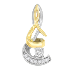 Espiara 10K Two-Tone Gold 1/10 CTTW Diamond Spiral Pendant Necklace (J-K, I2-I3)