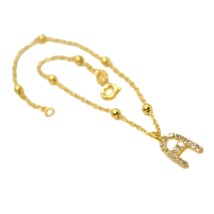 (1-0059-2453-h8) Gold Filled Initial Anklet, 10".